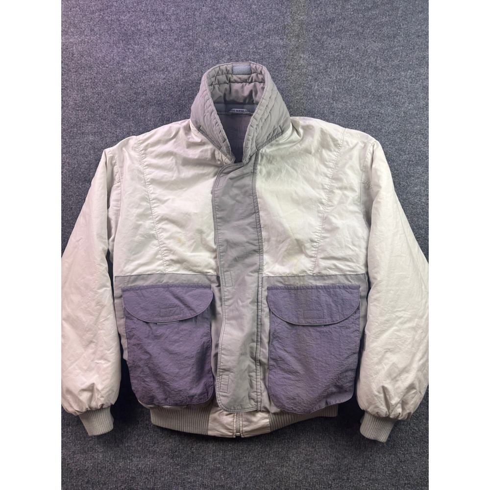 Luhta Survival Bomber Jacket Mens‎ 46 Grey Purple Vintage Made in Finland Zip Up